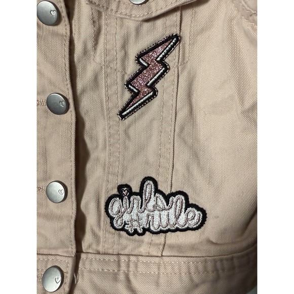 Childrens Place Girls Jean Jacket‎ Pink Girls Rule Patches 4T - Picture 4 of 6